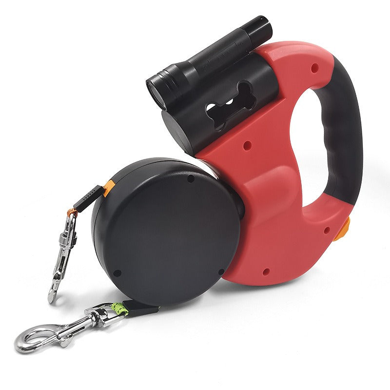 Lazo Canino – Correa retráctil doble para 2 perros, con luz LED