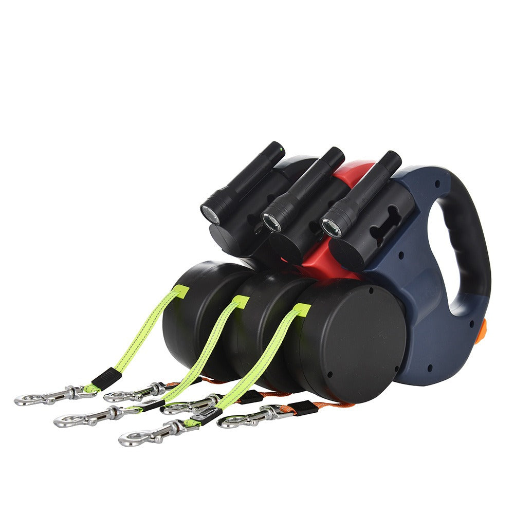 Lazo Canino – Correa retráctil doble para 2 perros, con luz LED